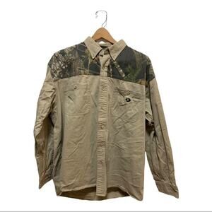 Mossy oak camp camouflage hunting outdoor heavy canvas shirt ridge line Sz XL!